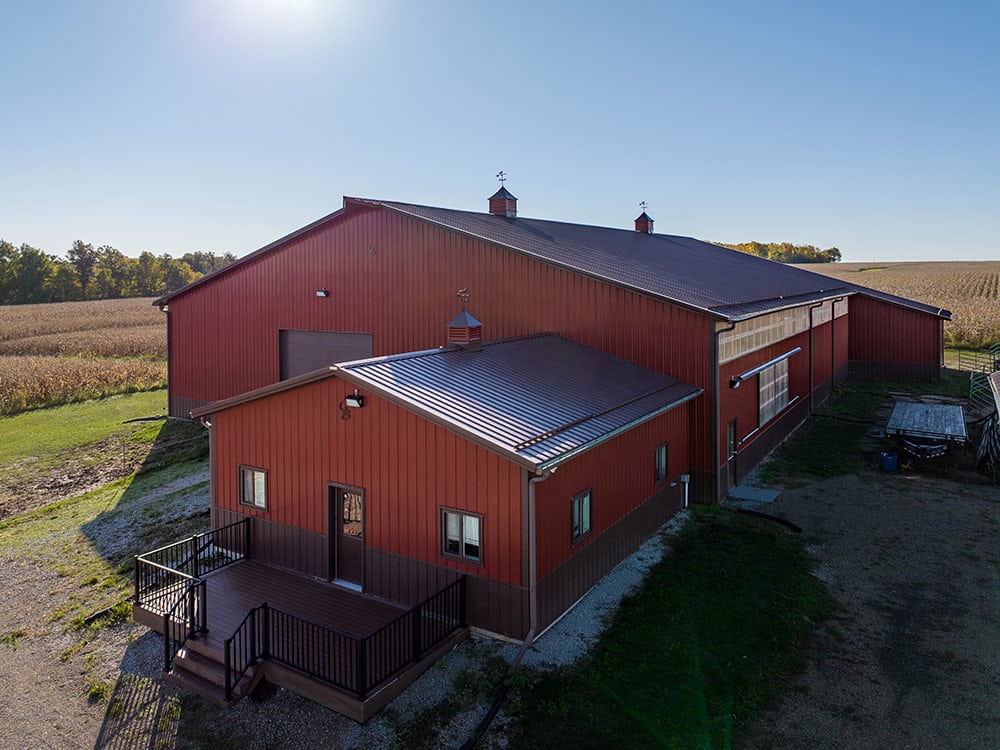 Ivc Builders Atkinson Il Miller Horse Farm Agriculture Building Riding Arena Living Quarters Post Frame 03
